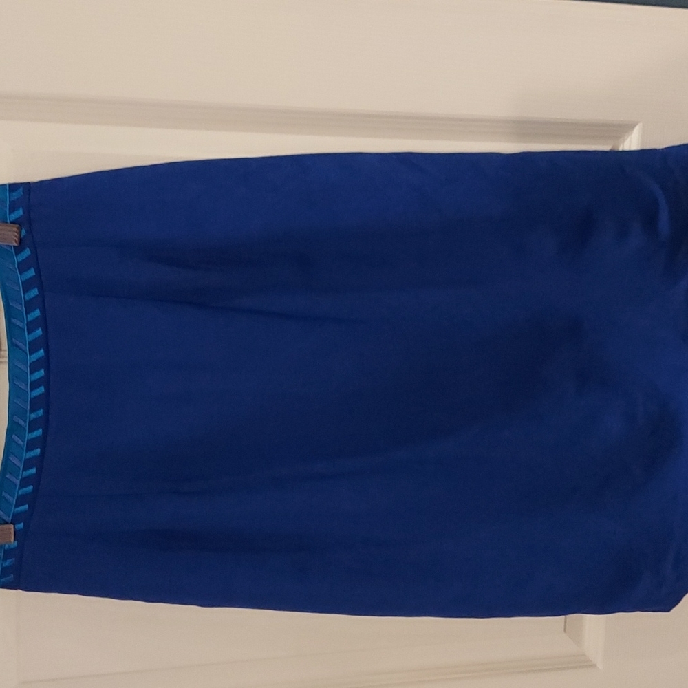 Vintage Positive Attitude Knee Length Blue Pencil‎ Skirt Size 10